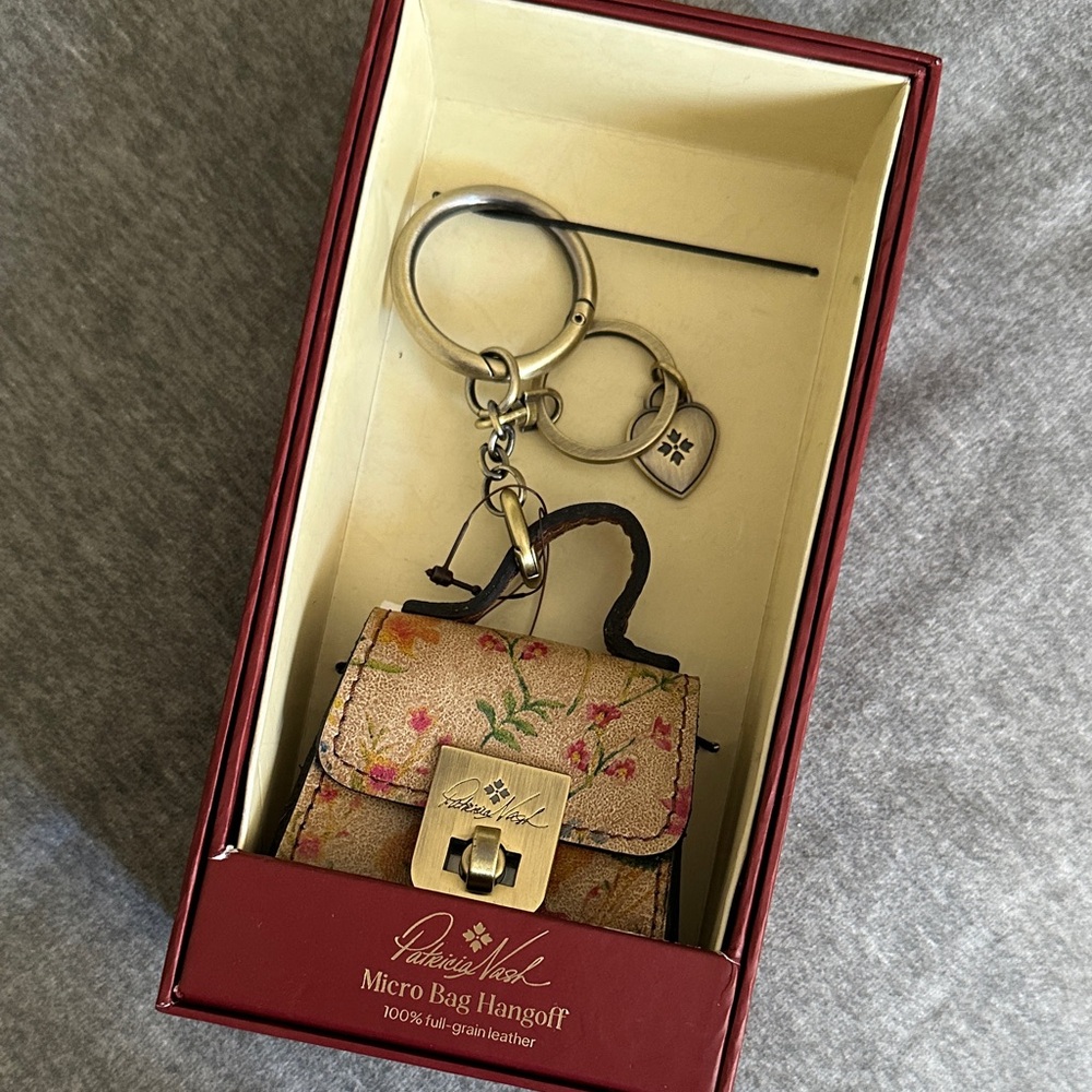 Patricia Nash Floral Beige Micro Bag Keychain